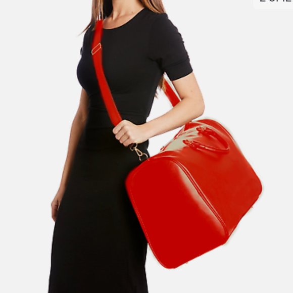 Lulu dharma Handbags - Lulu dharma Red Weekender Bag Vegan Leather Large